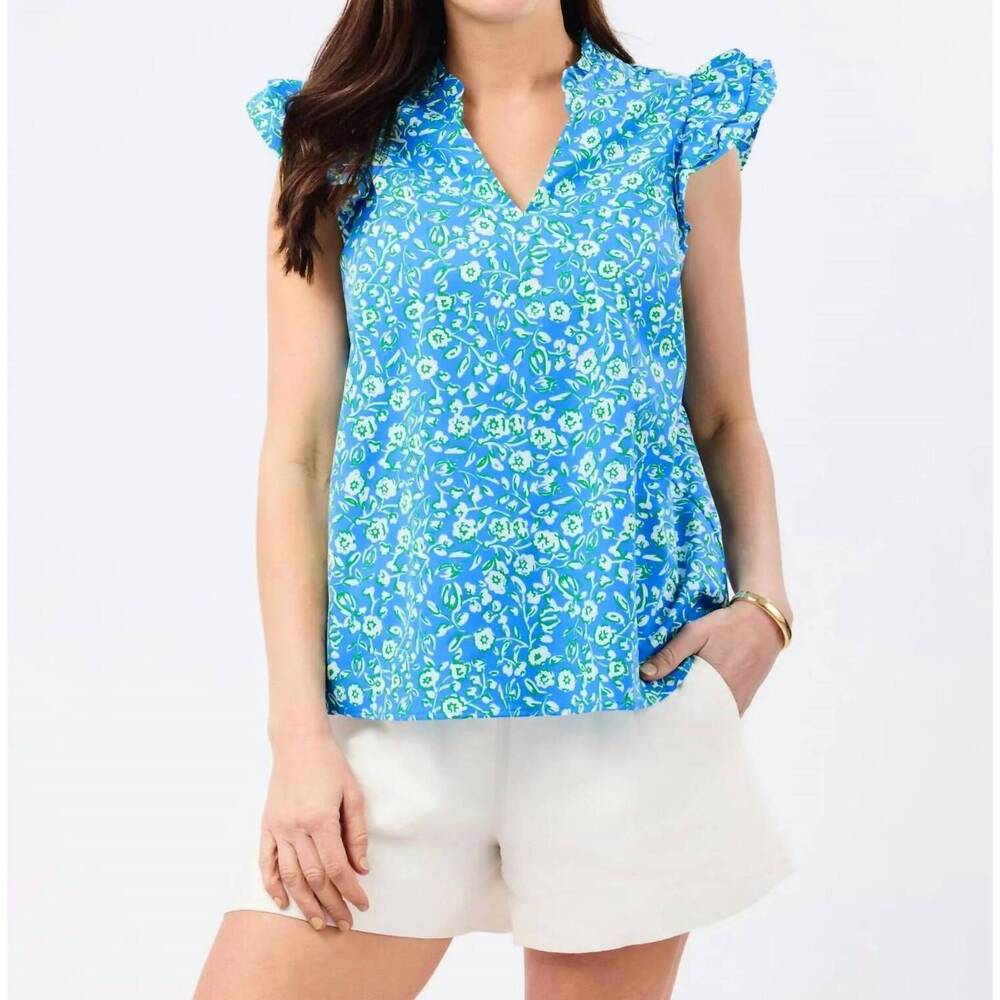 NEW MARY SQUARE leigh meadow line top in blue